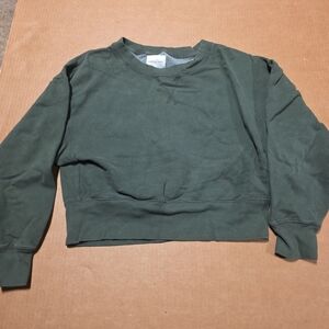 American Eagle Sweatshirt Womens Medium Green Crop Pullover Cozy